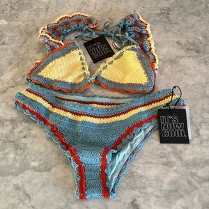 NWT ITS NOW COOL CROCHET RUFFLED BIKINI